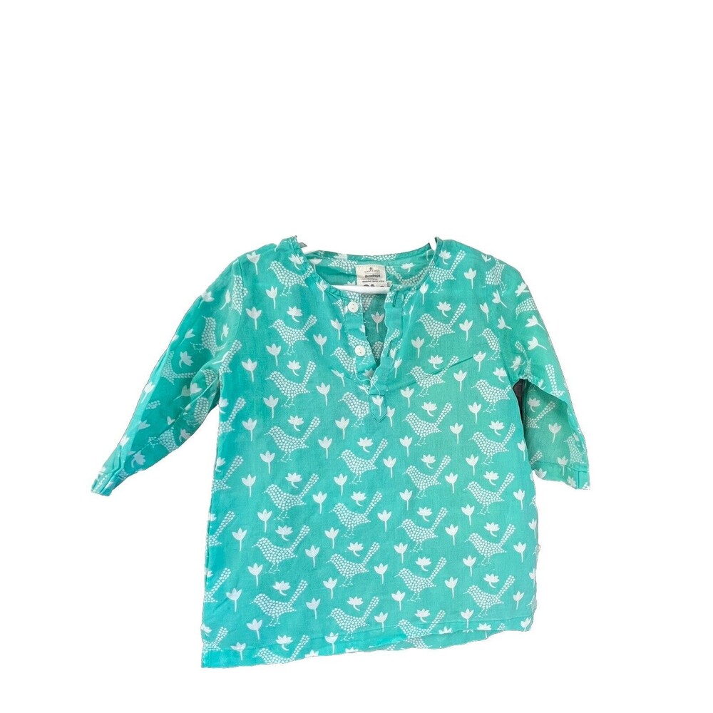 Good Earth Gumdrops Organic Indian Cotton Tunic Top Coverup Girls 3/4 Yrs Mint